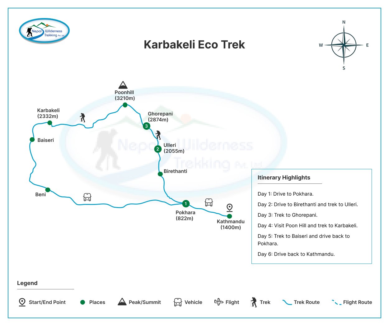 Karbakeli Eco Trek route map