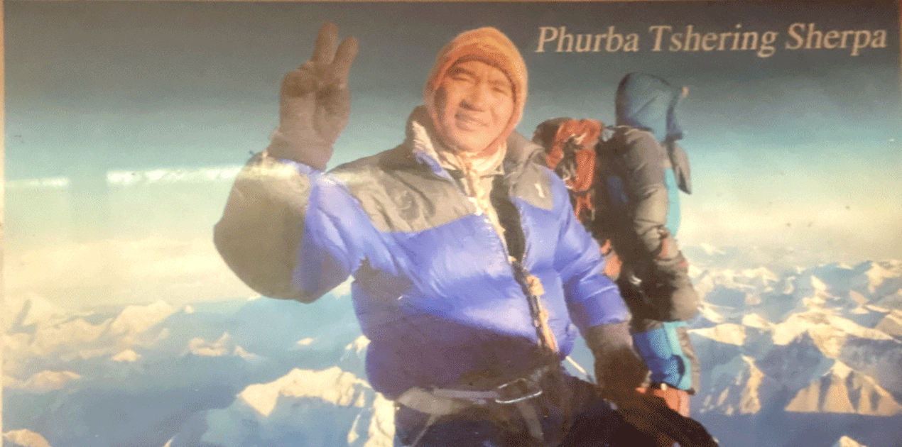 Phurba sherpa on the top of the world mount Everest
